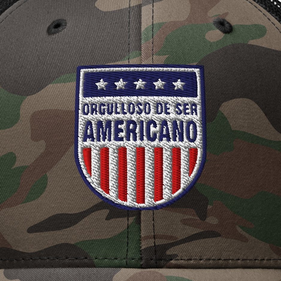 Orgullo De Ser Americano Camouflage Trucker Hat